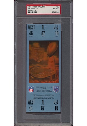 NY Giants Encapsulated Super Bowl Tickets — Super Bowl XXI, XXV, XXXV, XLII (4)(PSA)
