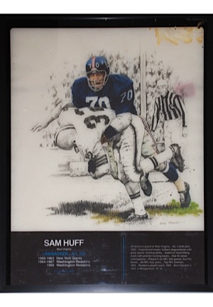 Framed 1982 Sam Huff Pro Football Hall of Fame Exhibit Display