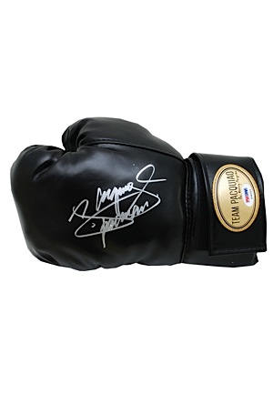 Manny Pacquiao Autographed Items — Shoe, Speed Bag, Glove, Headgear & Photo (5)(JSA)