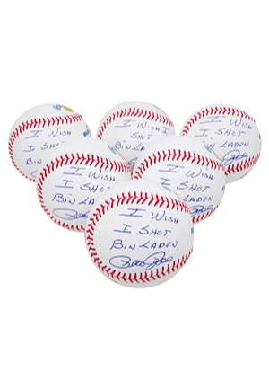 Pete Rose "I Wish I Shot Bin Laden" Autographed Baseballs (6)(JSA)