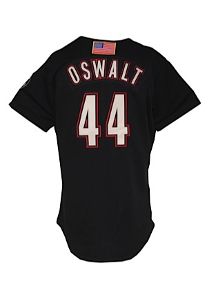 2001 Roy Oswalt Rookie Houston Astros Game-Used Black Alternate Jersey