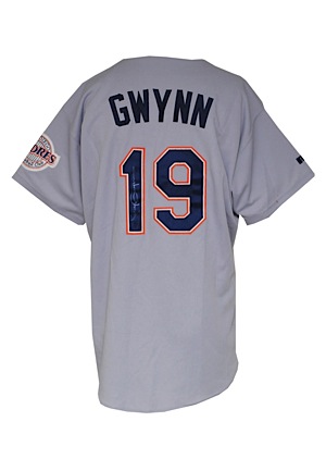 Circa 2000 Tony Gwynn San Diego Padres Game-Used & Autographed Road Jersey (JSA)