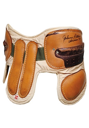 Circa 1950s Leather Football Hip Pads & Cleats Signed By Johnny Lattner & Paul Hornung (2)(JSA)
