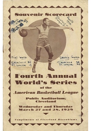 1929 Fourth Annual World Series Of The American Basketball League Autographed Program (Including Dutch Dehnert, Joe Lapchick) (JSA)
