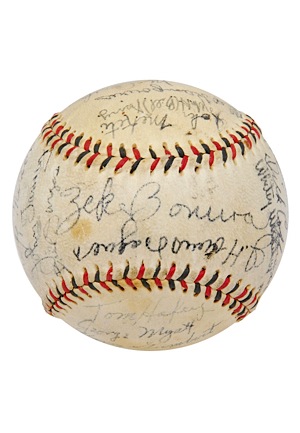 1939 New York Giants Signed Ball With Honus Wagner (JSA)
