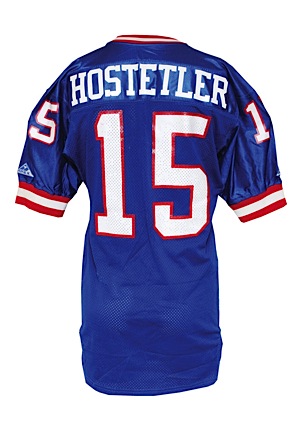 Early 1990s Jeff Hostetler New York Giants Game-Used Home Jersey (Team Repairs)
