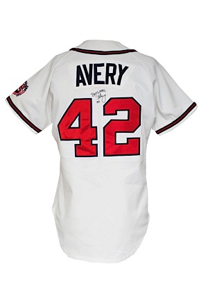 1990 Steve Avery Rookie Atlanta Braves Game-Used & Autographed Home Jersey (JSA)