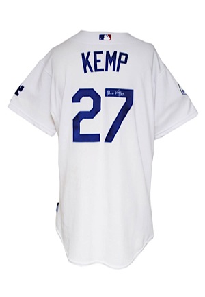 2008 Matt Kemp Los Angeles Dodgers Game-Used & Autographed Home Jersey (JSA • ThinkCure! Patch • Unwashed)