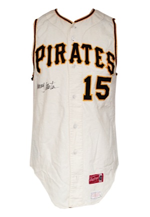 1967 Manny Mota Pittsburgh Pirates Game-Used & Autographed Home Flannel Vest (JSA)