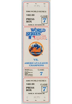 10/27/1986 Boston Red Sox vs. NY Mets World Series Game 7 Full Game Ticket