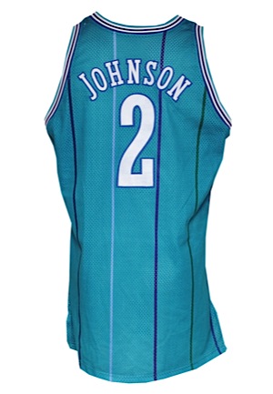 1991-92 Larry Johnson Charlotte Hornets Game-Used Rookie Road Jersey (RoY Season)