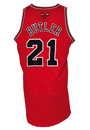 Chicago Bulls Game-Used Uniforms — 2012-13 Joakim Noah Home, 2012-13 Jimmy Butler Home & Road, 2004-05 Luol Deng Road Jersey, 2006-07 Road & 2012-13 Home (11)(CharitaBulls LOAs)
