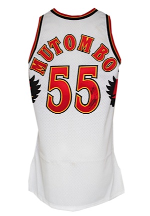 1996-97 Dikembe Mutombo Atlanta Hawks Game-Used & Autographed Home Jersey (JSA)