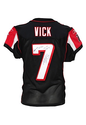 9/17/2006 Michael Vick Atlanta Falcons Game-Used & Autographed Black Alternate Uniform with Game-Used & Autographed Helmet (3)(JSA • Vick LOA • Photomatch • Unwashed)