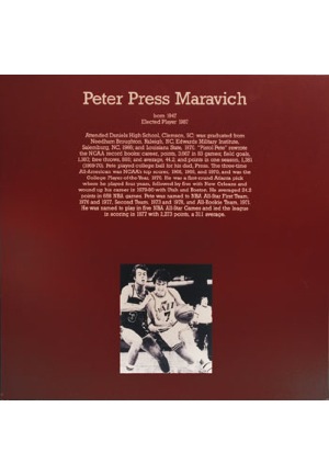 Original "Pistol" Pete Maravich Naismith Memorial Basketball Hall of Fame Induction Medallion & Plaque (2)(Sourced From HoF • BBHoF LOA)