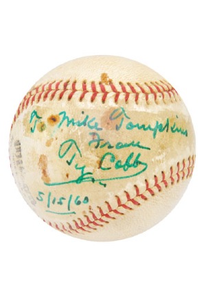 5/15/1960 Ty Cobb Single Signed Baseball (JSA)