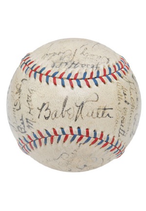 1932 New York Yankees Official American League Team Signed Baseball Including Ruth & Gehrig (JSA • Championship Season)