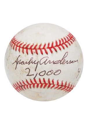 4/15/1993 Sparky Andersons Autographed Game-Used 2,000th Win Baseball (JSA • Family LOA)
