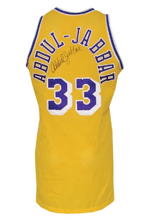 1987-88 Kareem Abdul-Jabbar Los Angeles Lakers Game-Used & Autographed Home Jersey (Championship Season • Team LOA • Photomatch • JSA • BBHoF LOA)
