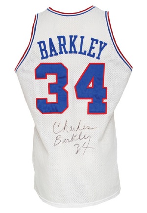 1986-87 Charles Barkley Philadelphia 76ers Late Season/Playoff Game-Used & Autographed Home Jersey (Photomatch • JSA • BBHoF LOA)