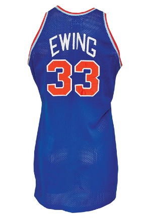 1985-86 Patrick Ewing Rookie New York Knicks Game-Used Road Uniform (2)(Photomatch • Pounded • RoY Season • BBHoF LOA)