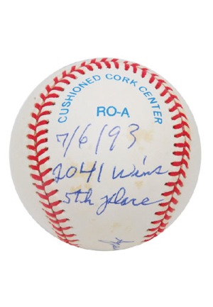 7/2/1993 & 7/6/1993 Sparky Andersons Game-Used & Autographed Baseballs From His 2,040th/2,041st Managerial Wins Tying/Passing Walter Alston for 5th All-Time (2)(JSA • Family LOA)