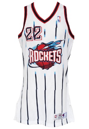 1995-96 Clyde Drexler Houston Rockets Game-Used & Autographed Home Jersey & Warm-Up Suit (3)(JSA • BBHoF LOA)