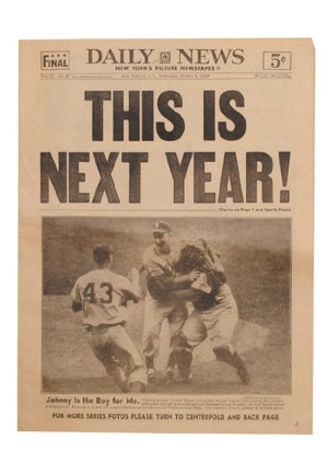 1950s Original Brooklyn Dodgers Championship Newspapers (10)