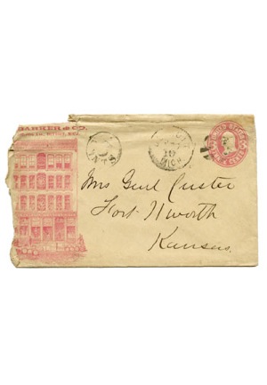 Circa 1870 General George Armstrong Custer Hand-Addressed Envelope to His Wife (JSA)