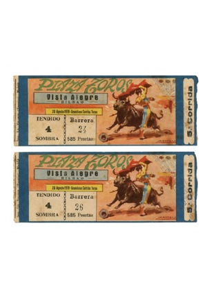 8/20/1959 Bullfight Tickets Once Belonging To Ernest Hemingway (2)
