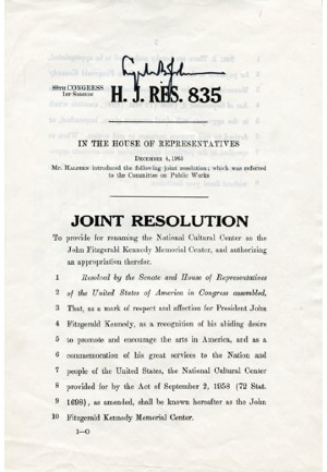 12/4/1963 Lyndon Johnson Signed Resolution (JSA)