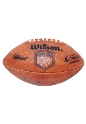 Super Bowl XXV Game-Used Football Signed By Bart Oates (JSA)