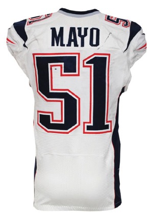 10/6/2013 Jerod Mayo New England Patriots Game-Used Home Jersey (NFL PSA/DNA • Photomatch • Unwashed • Repairs)