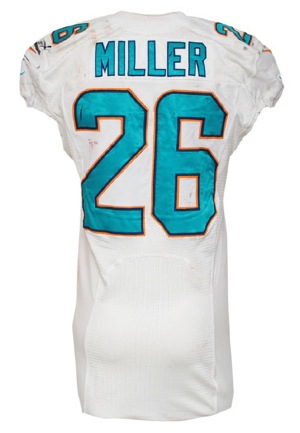 10/6/2013 Lamar Miller Miami Dolphins Game-Used Home Jersey (NFL PSA/DNA • Photomatch • Unwashed • Repairs)
