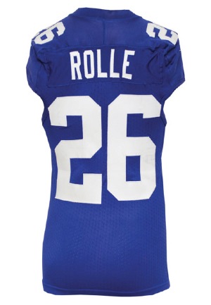 9/12/10 Antrel Rolle New York Giants Game-Used Home Jersey (First Game At The New Meadowlands Stadium)