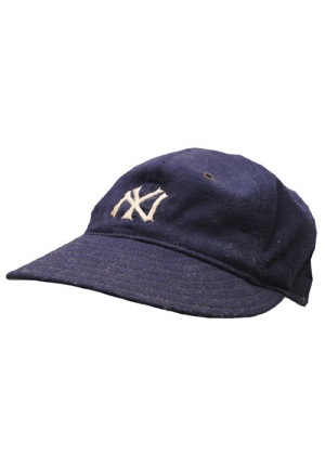 Late 1920s Bill Dickey New York Yankees Rookie Era Game-Used Cap (Rare & Desirable)