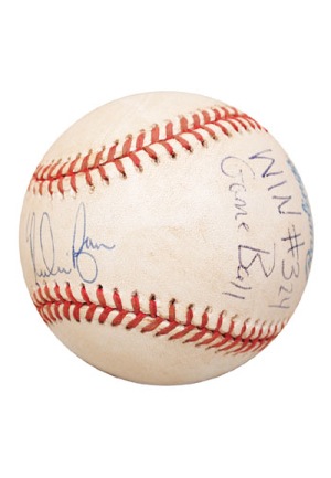 Nolan Ryan Texas Rangers Game-Used & Autographed "Win" Baseballs (5)(Win No. 320-324 • JSA)