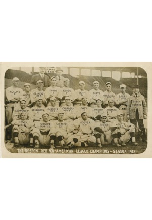 Rookie Babe Ruth Photographs – Original 1915 Boston Red Sox Real-Photo Team Postcard & 1914 Providence Grays Team Photo (2)(Rare)