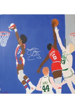 Julius "Dr. J" Erving Original Autographed Basketball Paintings (2)(JSA • Sourced From Erving • BBHoF LOA)