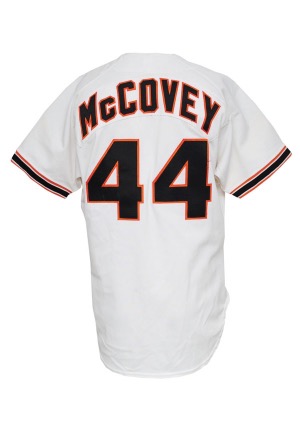 1987 Willie McCovey San Francisco Giants Coaches Worn Home Jersey with Batting Practice Jersey (2)