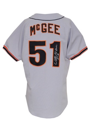 1993 Willie McGee San Francisco Giants Game-Used & Autographed Road Jersey (JSA)
