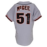 1993 Willie McGee San Francisco Giants Game-Used & Autographed Road Jersey (JSA)