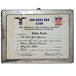 1960s Babe Ruth 200 Home Run Club Award Signed by Cronin & Giles (JSA)