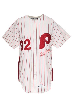 1974 Steve Carlton Philadelphia Phillies Game-Used & Autographed Home Jersey (JSA)