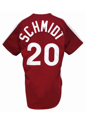 5/19/1979 Mike Schmidt Philadelphia Phillies Game-Used & Autographed "Saturday Night" Burgundy Alternate Uniform (2)(JSA • Extremely Rare One Game Style)