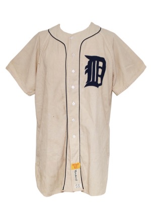 1955 Ray Herbert / Jim Small Detroit Tigers Game-Used Home Flannel Jersey