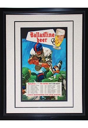 Framed 1960 New York Giants Schedule Ballantine Beer Ad