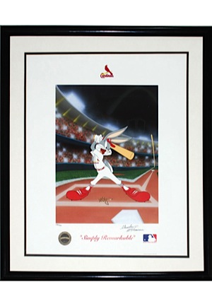 Framed Bugs Bunny St. Louis Cardinals "Simply Remarkable" Limited Edition Print (JSA)