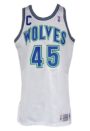 1993-94 Chuck Person Minnesota Timberwolves Game-Used Home Jersey