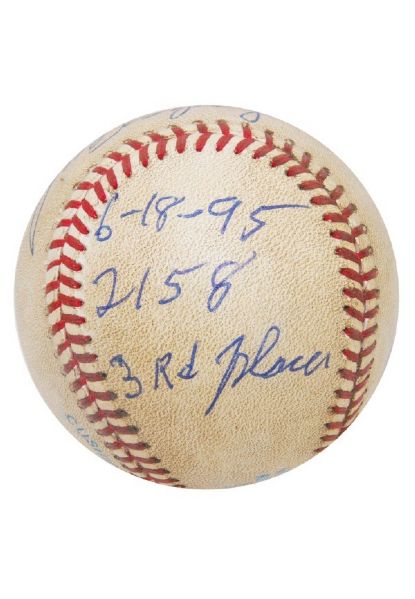6/17/1995 & 6/18/1995 Sparky Andersons Game-Used & Autographed Baseballs From His 2,157th/2,158th Managerial Wins Tying/Passing Bucky Harris for Third Place All-Time (12)(JSA • Family LOA)